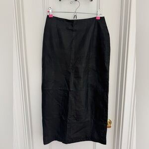 VINTAGE Black Genuine Leather Skirt Chic Fit